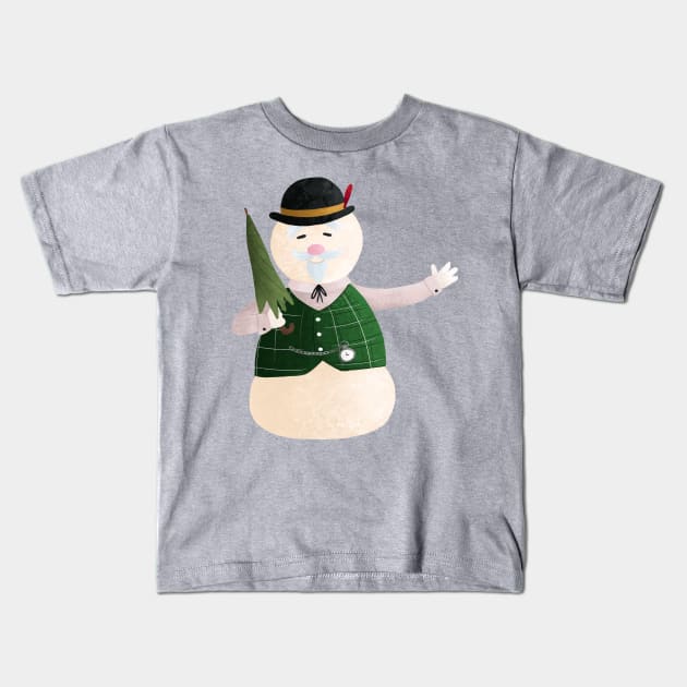 Sam the Snowman Kids T-Shirt by Dogwoodfinch